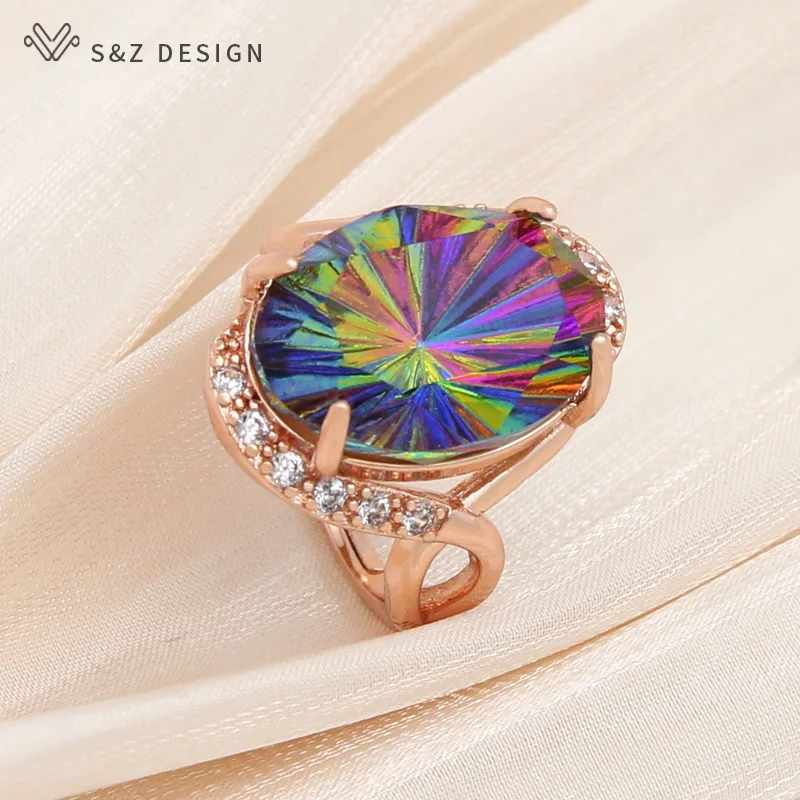 S&Z DESIGN New Fashion 585 Rose Gold Color Egg Shape Oval Crystal Rings For Women Wedding Party Elegant Jewelry Trendy Gift
S&Z DESIGN New Fashion 585 Rose Gold Color Egg Shape Oval Crystal Rings For Women Wedding Party Elegant Jewelry Trendy Gift