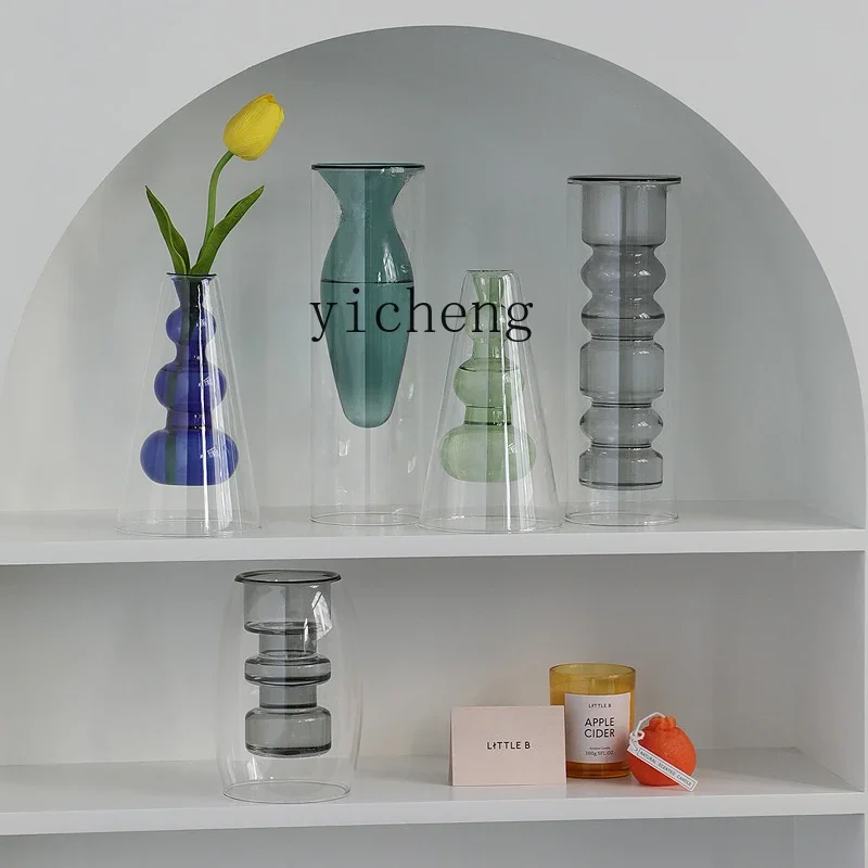 ZK Creative Nordic Art Glass Vase Ornament Living Room Flower Arrangement Desktop Water Flower Flower Set Minimalist Style
ZK Creative Nordic Art Glass Vase Ornament Living Room Flower Arrangement Desktop Water Flower Flower Set Minimalist Style