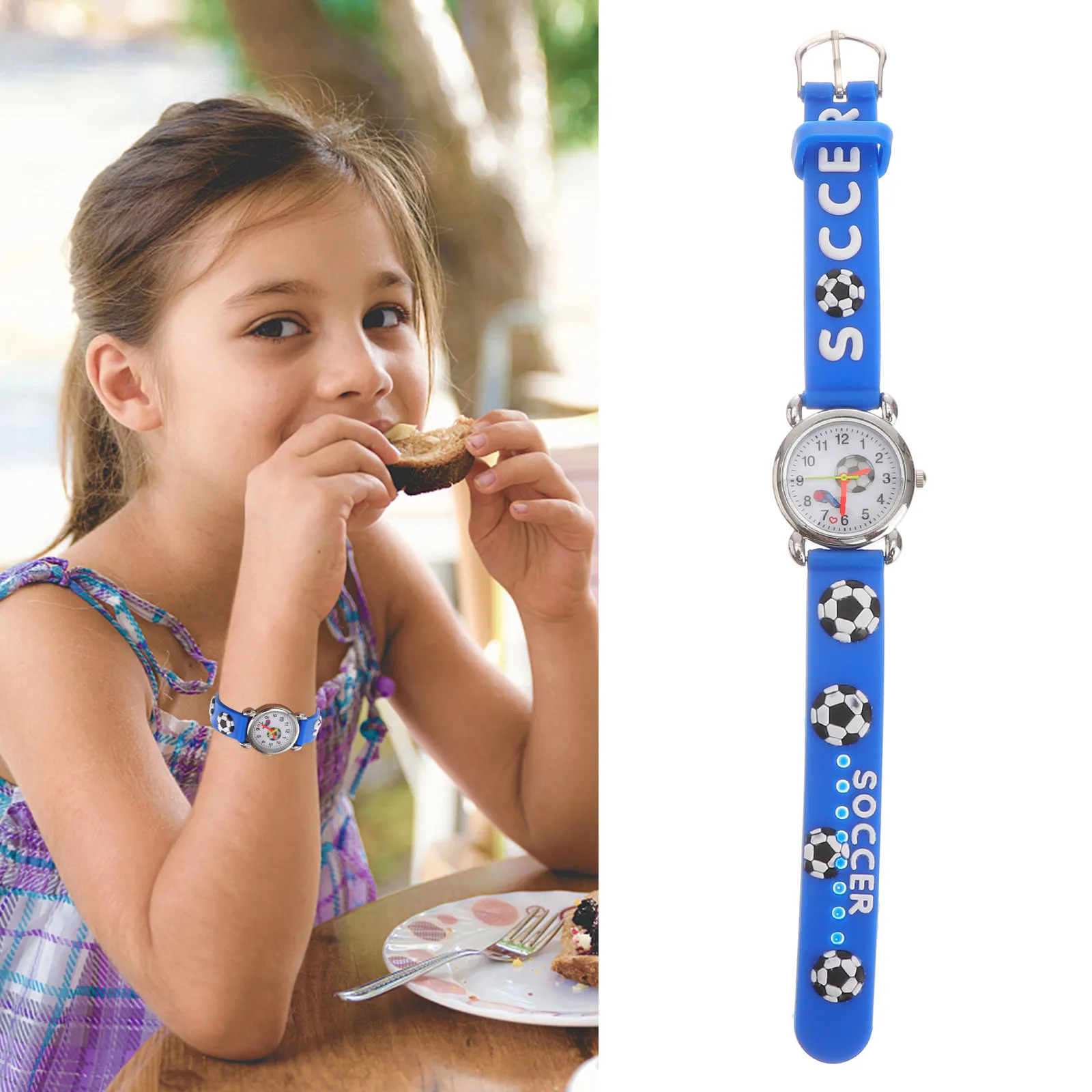 Blue Childrens Wristwatch Featuring 3D Soccer Ball and Whistle Motif Cartoon Design Flexible Rubber Strap Youth Sports Watch
Blue Childrens Wristwatch Featuring 3D Soccer Ball and Whistle Motif Cartoon Design Flexible Rubber Strap Youth Sports Watch