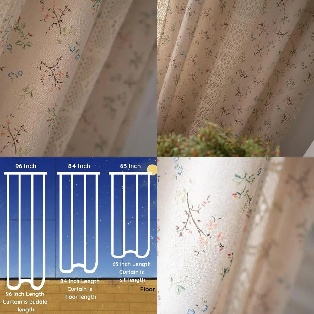 63 Semi-Sheer Boho Tassel Curtains, 2-Panel Set, Crochet Lace, Rod Pocket, Beige, Suitable for Bedroom, Living Room
63 Semi-Sheer Boho Tassel Curtains, 2-Panel Set, Crochet Lace, Rod Pocket, Beige, Suitable for Bedroom, Living Room