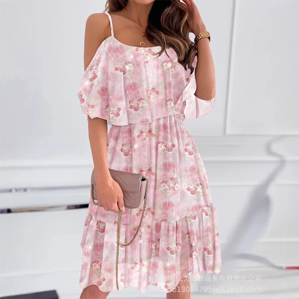 Women Summer Spring Floral Print Spaghetti Strap Cold Shoulder Dress Casual Flowy A Line Mini Dress
Women Summer Spring Floral Print Spaghetti Strap Cold Shoulder Dress Casual Flowy A Line Mini Dress