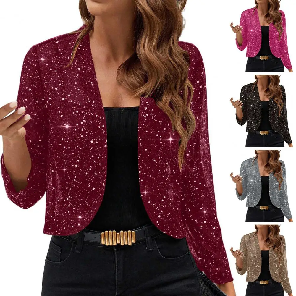 Women Glitter Cardigan Elegant Festive Carnival Tops Shiny Rave Party Jacket Lightweight Long Sleeve Open Front Cardigans Outfit
Women Glitter Cardigan Elegant Festive Carnival Tops Shiny Rave Party Jacket Lightweight Long Sleeve Open Front Cardigans Outfit