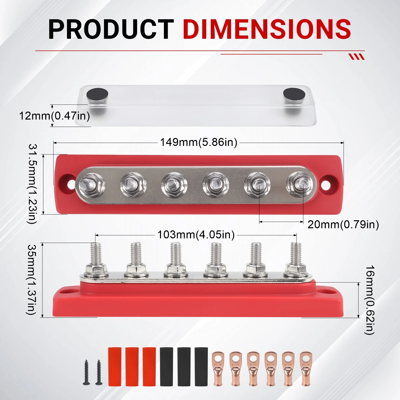 Red Black M6 Terminal Studs 150A 4Way 6Way Power Distribution Block For EV 48V Battery Terminal Distribution Block Copper Alloy
Red Black M6 Terminal Studs 150A 4Way 6Way Power Distribution Block For EV 48V Battery Terminal Distribution Block Copper Alloy
