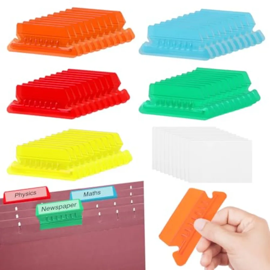 50Pcs Hanging File Folder Labels, Multicolor Inserts Folder Labels Plastic Tabs File Tabs Hanging Folders, Split Files Organize
50Pcs Hanging File Folder Labels, Multicolor Inserts Folder Labels Plastic Tabs File Tabs Hanging Folders, Split Files Organize