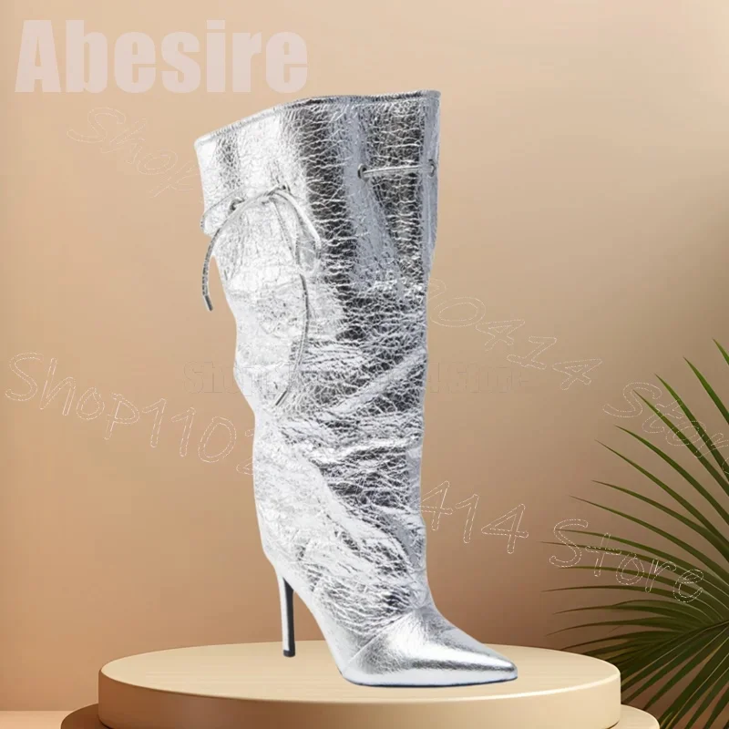 Silver Crack Pattern Knitted Bow Knot Boots Slip On Women Shoes Thin High Heels Party Banquet Dating 2025 Zapatos Para Mujere
Silver Crack Pattern Knitted Bow Knot Boots Slip On Women Shoes Thin High Heels Party Banquet Dating 2025 Zapatos Para Mujere
