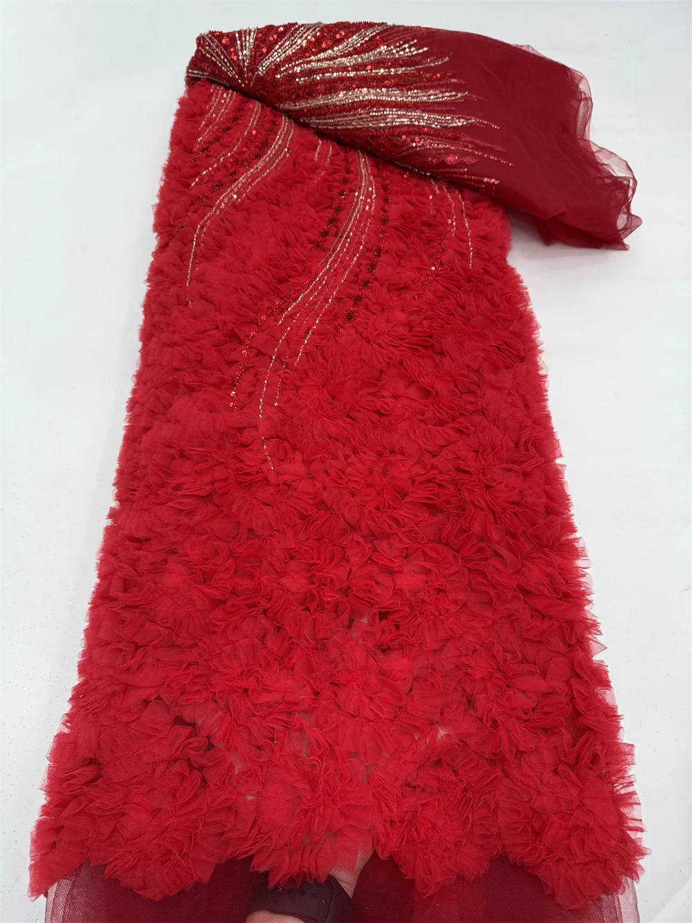 Red 5 Yards French 3D Flower Mesh Tulle Lace Fabric with Beads African Sequins Applique Nigerian Fabric for Wedding Party
Red 5 Yards French 3D Flower Mesh Tulle Lace Fabric with Beads African Sequins Applique Nigerian Fabric for Wedding Party