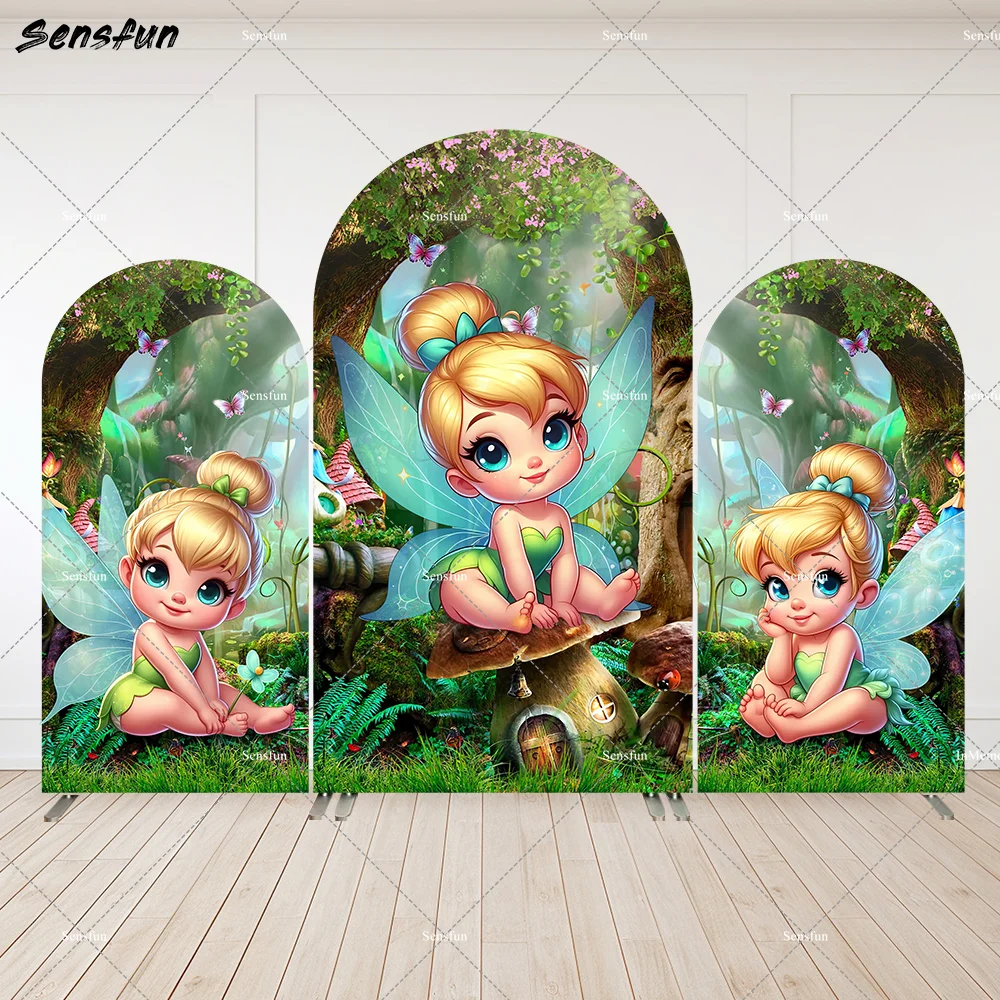 Cute Princess Tinkerbell Arch Backdrop Cover Green Forest Fairy Girls First Birthday Arched Wall Panels Banner Background
Cute Princess Tinkerbell Arch Backdrop Cover Green Forest Fairy Girls First Birthday Arched Wall Panels Banner Background