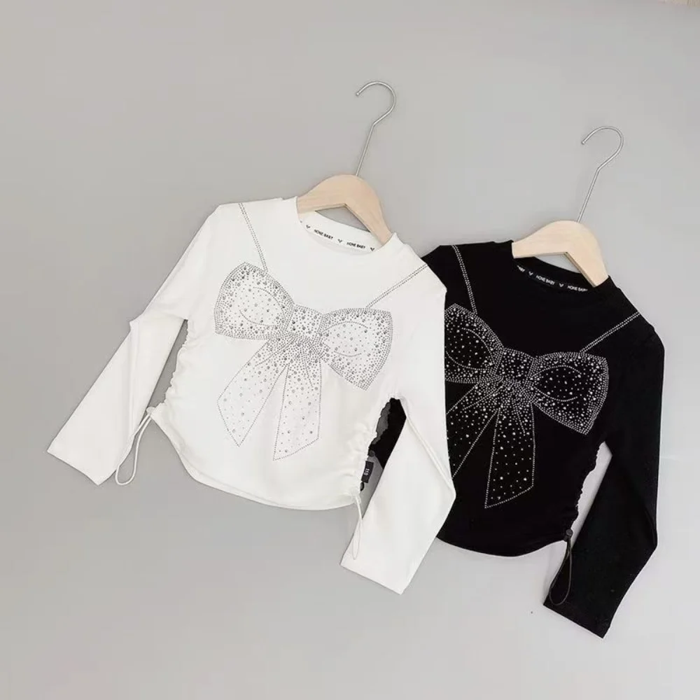Girls' Hot Diamond Bow Drawstring Long Sleeved Short Bottom Shirt Autumn 2025 New Korean Style Western-style Bottom Shirt
Girls' Hot Diamond Bow Drawstring Long Sleeved Short Bottom Shirt Autumn 2025 New Korean Style Western-style Bottom Shirt