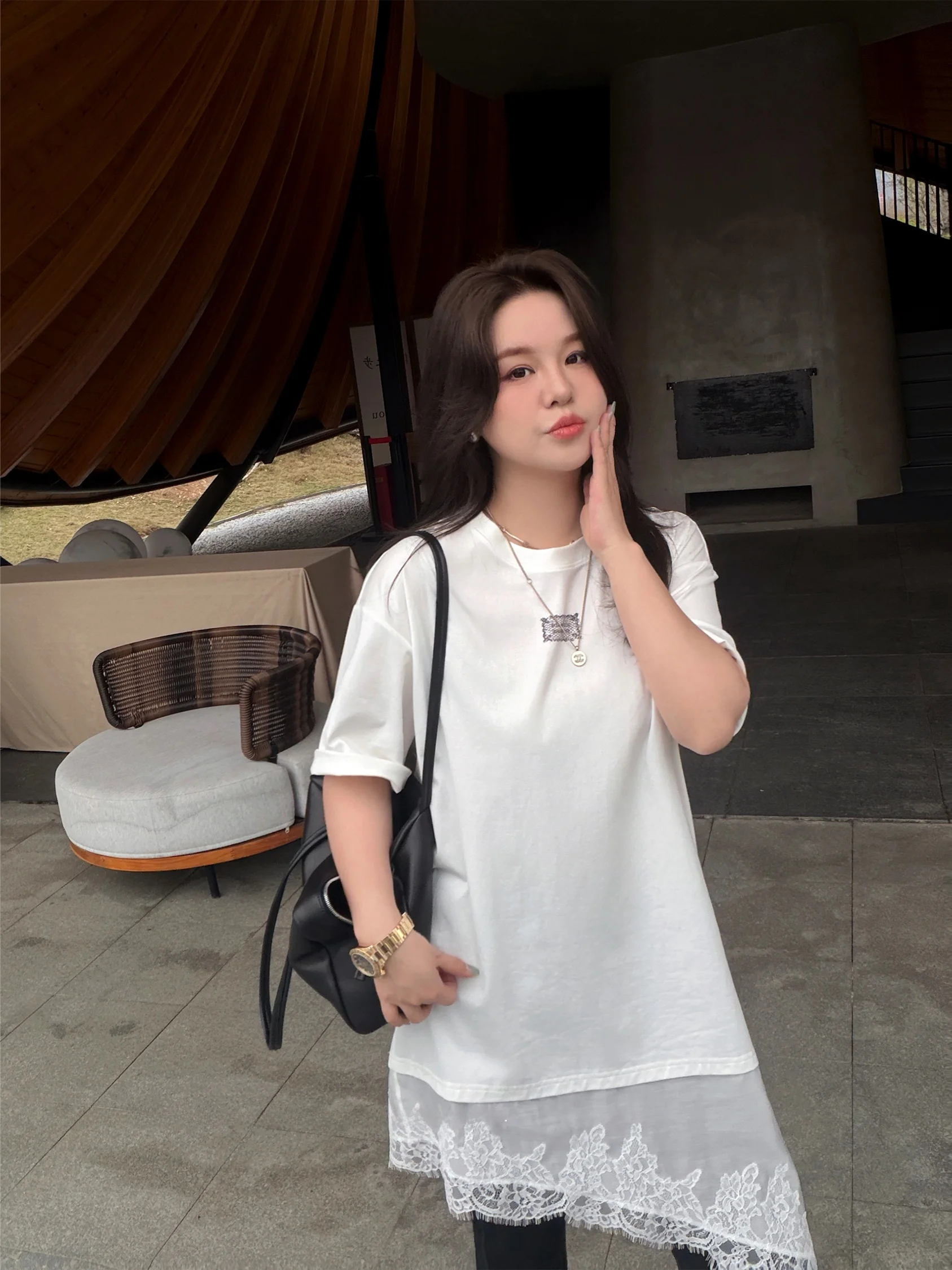 JiJi Private Collection Sorona Cotton Sensation Large Size Women's Lace Splicing Meat Concealing Short Sleeve T-Shirt Top
JiJi Private Collection Sorona Cotton Sensation Large Size Women's Lace Splicing Meat Concealing Short Sleeve T-Shirt Top