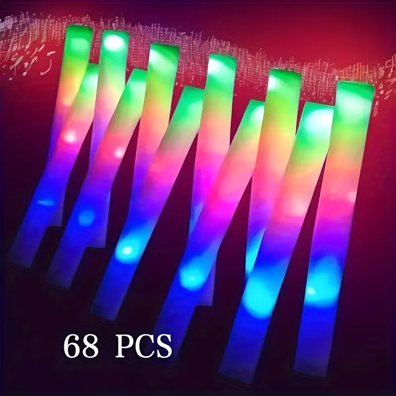 68pcs Of LED Foam Light Sticks with Three Color Flash Modes, Suitable for Weddings, Concerts, Carnivals, Concerts, Thanksgiving,
68pcs Of LED Foam Light Sticks with Three Color Flash Modes, Suitable for Weddings, Concerts, Carnivals, Concerts, Thanksgiving,