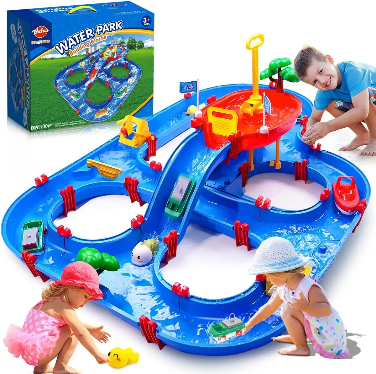 2-Tier Water Table for Toddlers in Summer,100PCS DIY Waterways Playset with Pump for Outside Yard,Beach,Poolside Activity Sensor
2-Tier Water Table for Toddlers in Summer,100PCS DIY Waterways Playset with Pump for Outside Yard,Beach,Poolside Activity Sensor