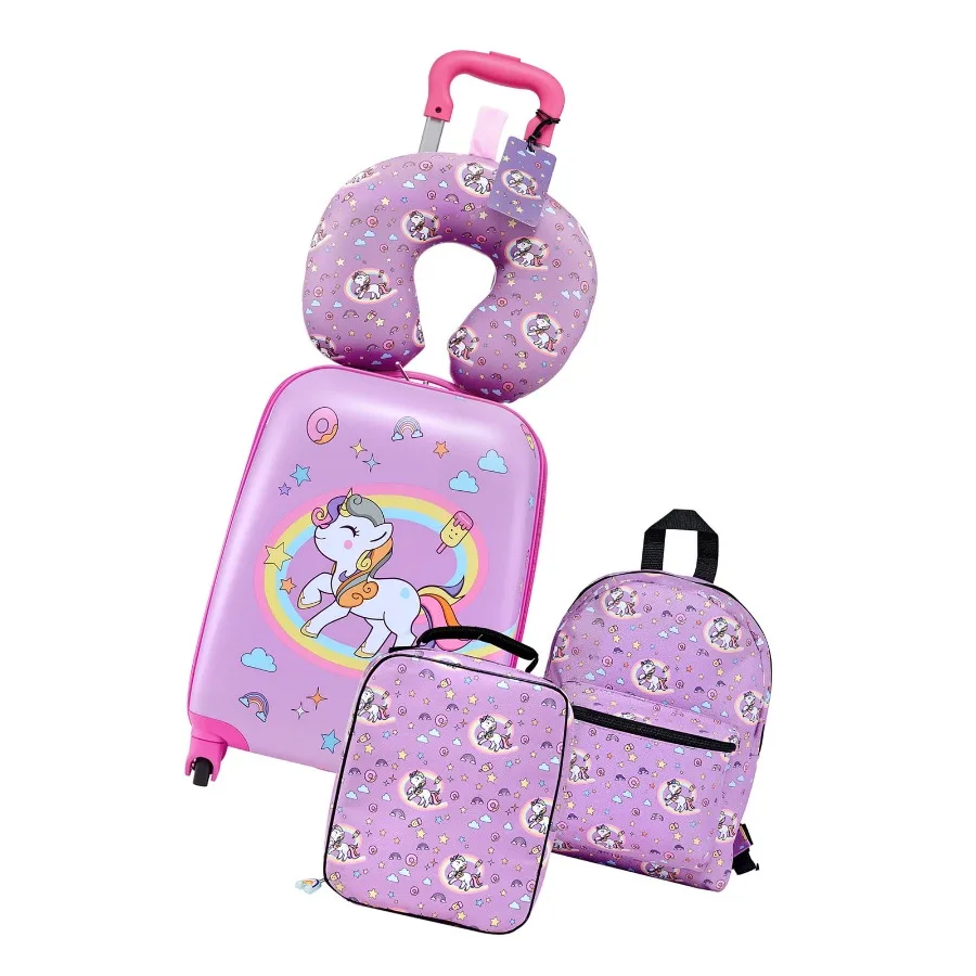 Luggage Set 5-Piece 18-Inch Hard Shell Rolling Suitcase with Backpack and U-Shape Pillow Unicorn-Themed Travel Set for Perfect
Luggage Set 5-Piece 18-Inch Hard Shell Rolling Suitcase with Backpack and U-Shape Pillow Unicorn-Themed Travel Set for Perfect