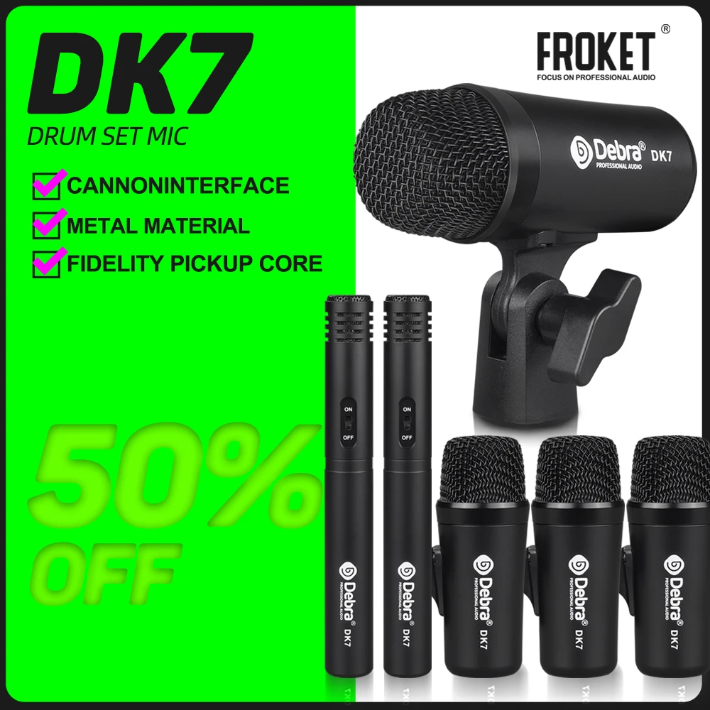 DK7 Drum Microphone Kit Dynamic Microphone All Metal XLR Plug Quick Response For Performances Home Recording Clubs Rehearsal
DK7 Drum Microphone Kit Dynamic Microphone All Metal XLR Plug Quick Response For Performances Home Recording Clubs Rehearsal
