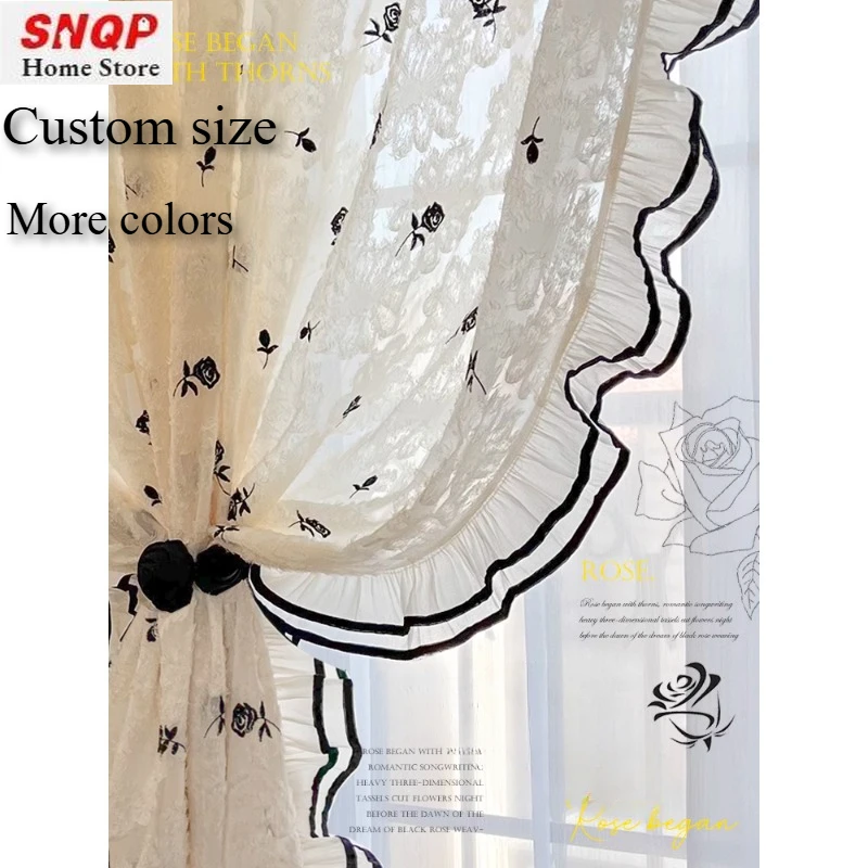Black Embroidered Rose Cream Romantic Lace Curtains for Living Room Bedroom Dining Nature Vertically Decor Custom Size Tulle
Black Embroidered Rose Cream Romantic Lace Curtains for Living Room Bedroom Dining Nature Vertically Decor Custom Size Tulle