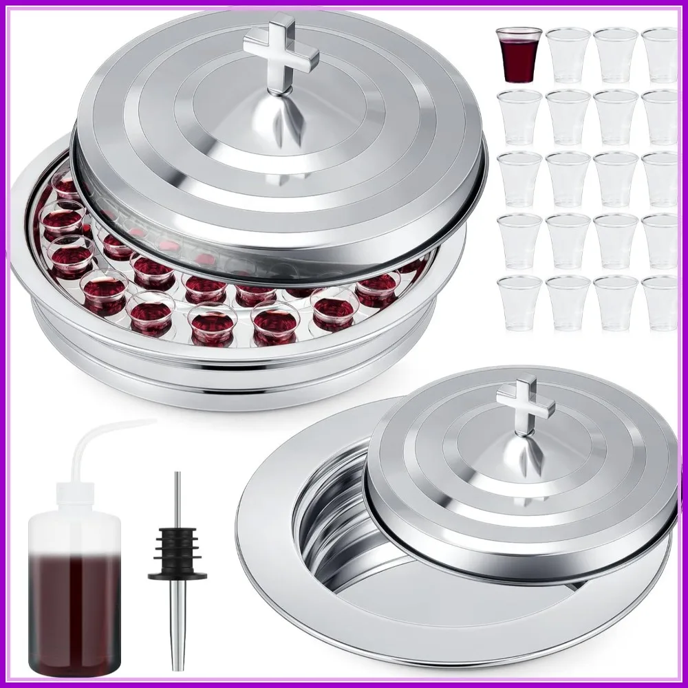 3-Piece Communion Set with Lid Trays, Plates, Cups & Filler for Churches - Silver
3-Piece Communion Set with Lid Trays, Plates, Cups & Filler for Churches - Silver