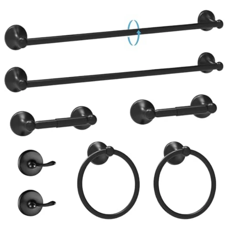8-Pieces 24 Inch Bathroom Hardware Set, Bathroom Accessory Set, Includes 24" Adjustable Bath Towel Bar, Towel Rings Wall Mounte
8-Pieces 24 Inch Bathroom Hardware Set, Bathroom Accessory Set, Includes 24" Adjustable Bath Towel Bar, Towel Rings Wall Mounte