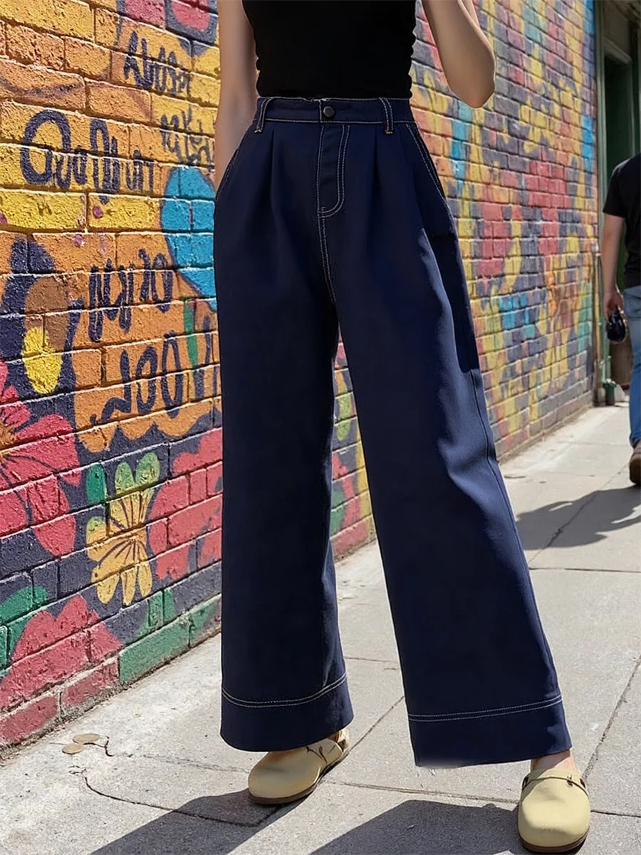 Мешковатые широкие джинсы, женские джинсы с поясом на талии и рюшами, повседневные свободные модные элегантные брюки синего цвета в винтажном стиле High Street
Мешковатые широкие джинсы, женские джинсы с поясом на талии и рюшами, повседневные свободные модные элегантные брюки синего цвета в винтажном стиле High Street