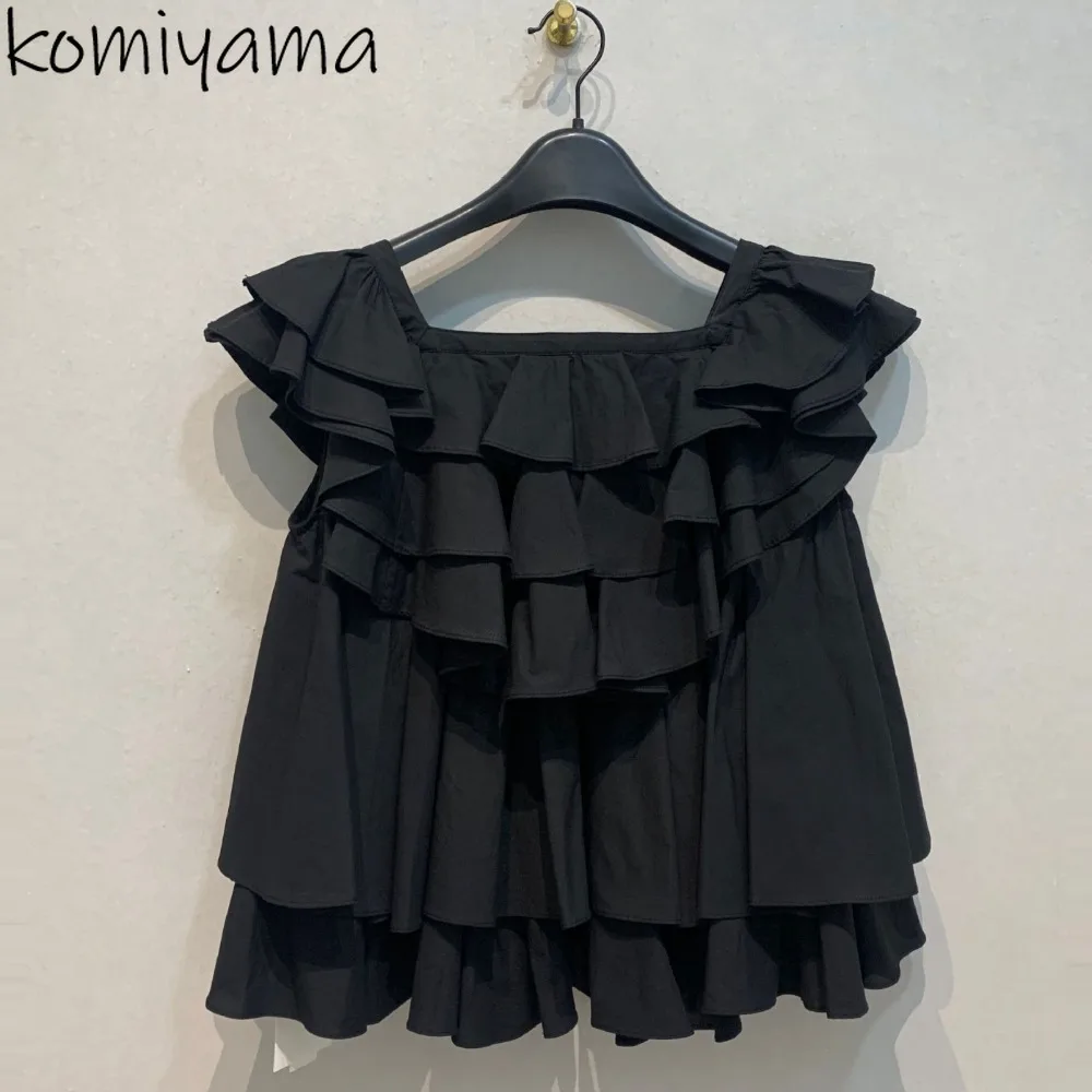 Summer New Square Collar Sleeveless Blusas Mujer Cascading Fungus Woman 2025 Shirts & Blouses Loose Ropa Clothing Moda Camisas 
Summer New Square Collar Sleeveless Blusas Mujer Cascading Fungus Woman 2025 Shirts & Blouses Loose Ropa Clothing Moda Camisas