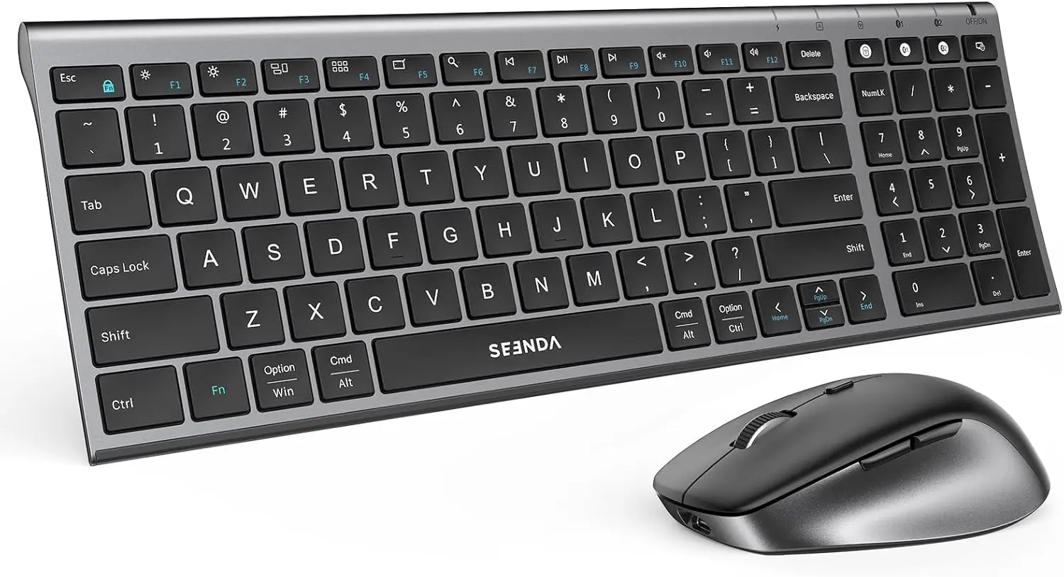 Wireless Bluetooth Keyboard Mouse Combo, Rechargeable Silent, 3-Device Multi-Connection, for Windows/Mac/iPad, Black Gray
Wireless Bluetooth Keyboard Mouse Combo, Rechargeable Silent, 3-Device Multi-Connection, for Windows/Mac/iPad, Black Gray