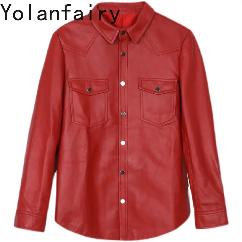 YOLANFAIRY Genuine Leather Jacket Women Autumn Shirt Style Mid-length Real Sheepskin Coat Long Sleeve Female Red Leather Coats
YOLANFAIRY Genuine Leather Jacket Women Autumn Shirt Style Mid-length Real Sheepskin Coat Long Sleeve Female Red Leather Coats