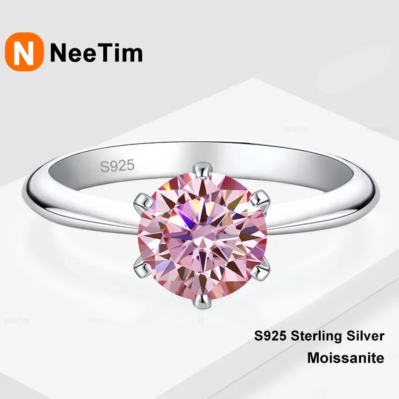 NeeTim 0.5ct 1ct 2ct 3ct Blue Pink Purple Black Moissanite Rings for Women Sterling 925 Silver Wedding Party Band Woman's Ring
NeeTim 0.5ct 1ct 2ct 3ct Blue Pink Purple Black Moissanite Rings for Women Sterling 925 Silver Wedding Party Band Woman's Ring