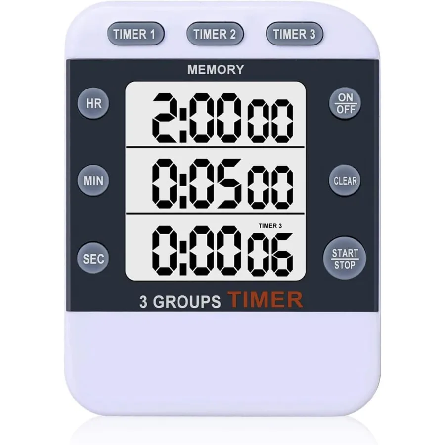 Цифровой двойной кухонный таймер для приготовления пищи с 3-канальной функцией обратного отсчета, тройными мульти-таймерами с магнитной памятью
Цифровой двойной кухонный таймер для приготовления пищи с 3-канальной функцией обратного отсчета, тройными мульти-таймерами с магнитной памятью