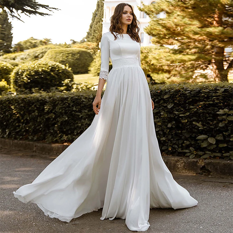 Simplicity Wedding Dress Organza Satin With Embroidery Lace Ball Gown A-Line Full Sleeve O-Neck Bride Dress Vestido De Novia But
Simplicity Wedding Dress Organza Satin With Embroidery Lace Ball Gown A-Line Full Sleeve O-Neck Bride Dress Vestido De Novia But