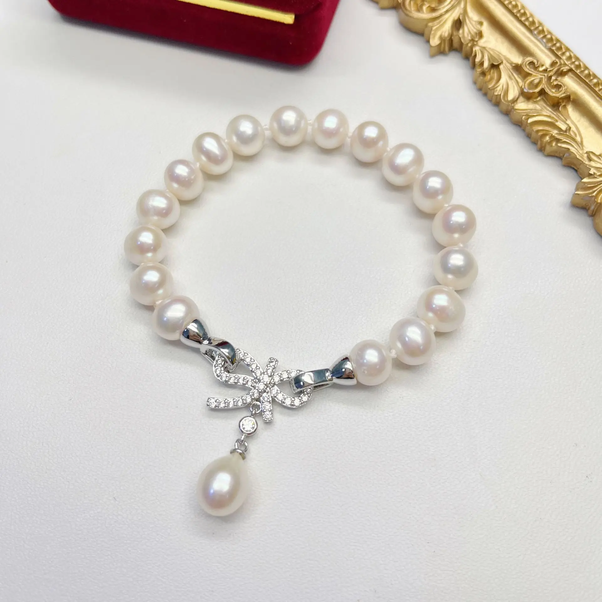 Pearl Bow Pendant Bracelet AAA8-9mm Natural South Sea Round Pearl Necklace 925s7.5-8inch
Pearl Bow Pendant Bracelet AAA8-9mm Natural South Sea Round Pearl Necklace 925s7.5-8inch