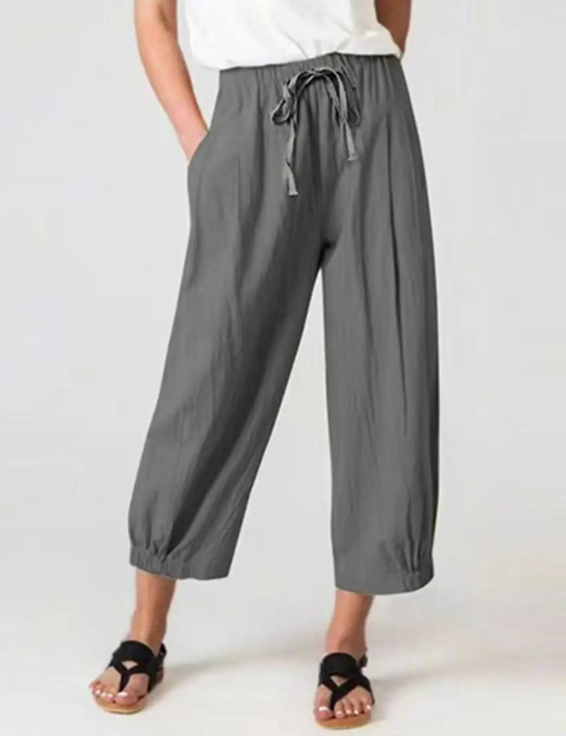 Bozanly Womens Summer Capri Pants Elastic Waist Cotton Linen Yoga Cropped Pants Trousers
Bozanly Womens Summer Capri Pants Elastic Waist Cotton Linen Yoga Cropped Pants Trousers