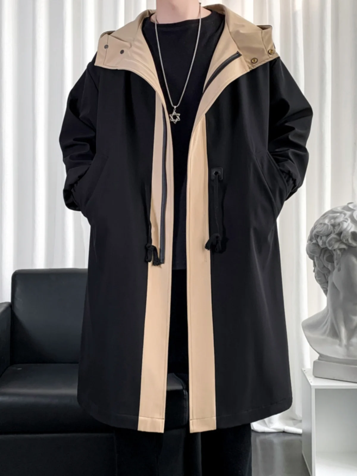 Cleanfit Men's Mid-Length Hooded Jaet Color Blo Windbreaker Autumn Outerwear Cool Sle Waterproof Coat Youth Faion
Cleanfit Men's Mid-Length Hooded Jaet Color Blo Windbreaker Autumn Outerwear Cool Sle Waterproof Coat Youth Faion