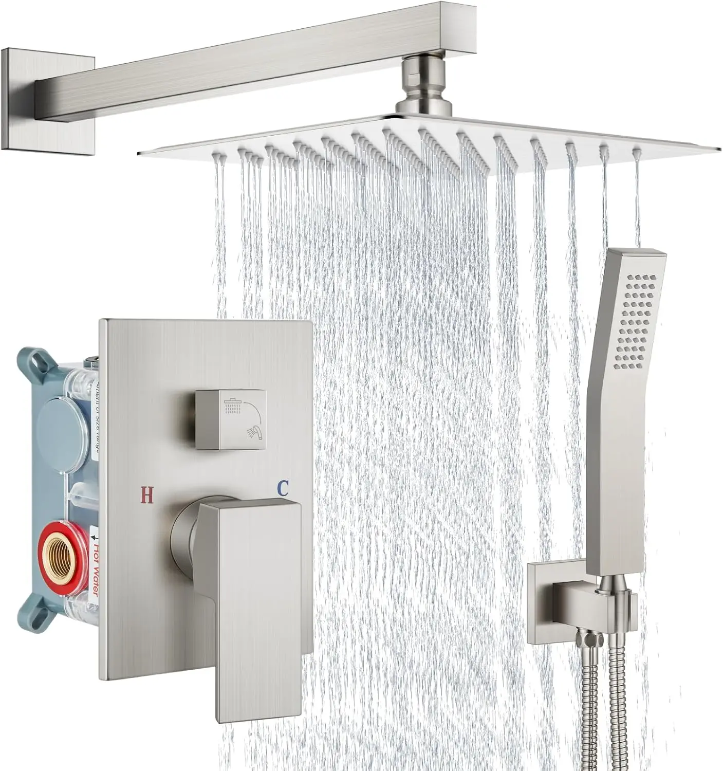 8-Inch Wall Mount Rain Shower System with Handheld Spray, Brushed Nickel Finish, Easy Installation
8-Inch Wall Mount Rain Shower System with Handheld Spray, Brushed Nickel Finish, Easy Installation