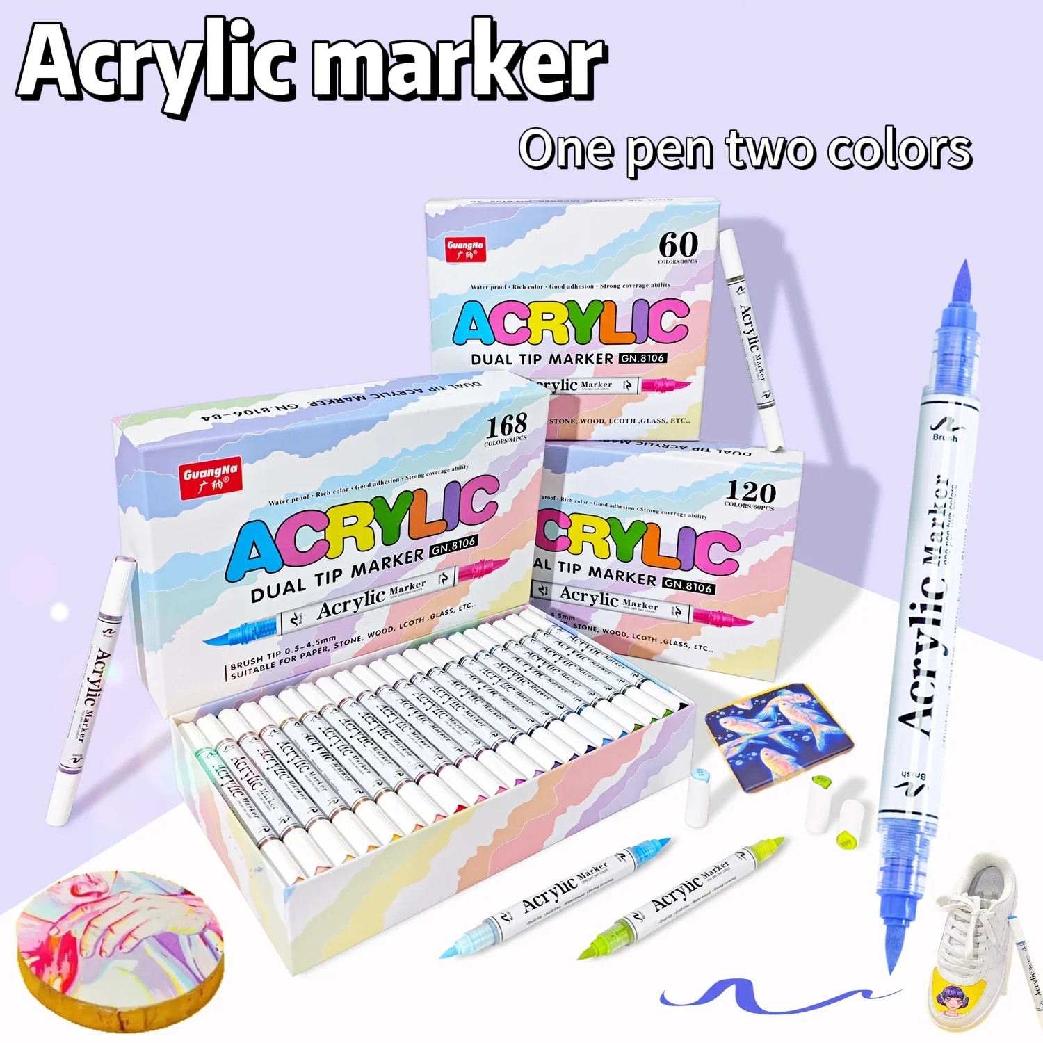 Guangna 60/120/168 Colors Acrylic Markers Paint Pen Double Nib Suitable for Paper Glass Strong Coverage Whter Proof
Guangna 60/120/168 Colors Acrylic Markers Paint Pen Double Nib Suitable for Paper Glass Strong Coverage Whter Proof