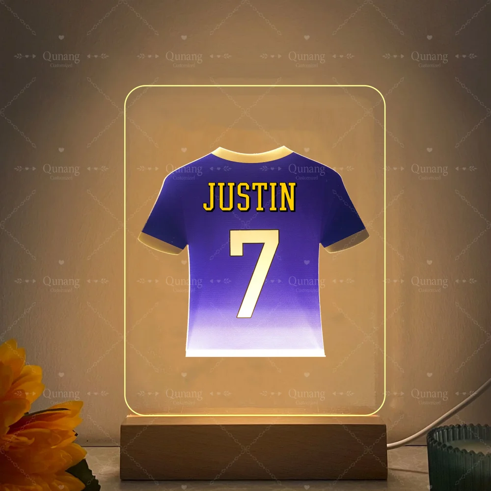 Personalized Jersey Shirt Theme LED Night Light Football Baseball Youth Celebration Sports Team Spirit Gift Acrylic Plaque Lamp 
Personalized Jersey Shirt Theme LED Night Light Football Baseball Youth Celebration Sports Team Spirit Gift Acrylic Plaque Lamp