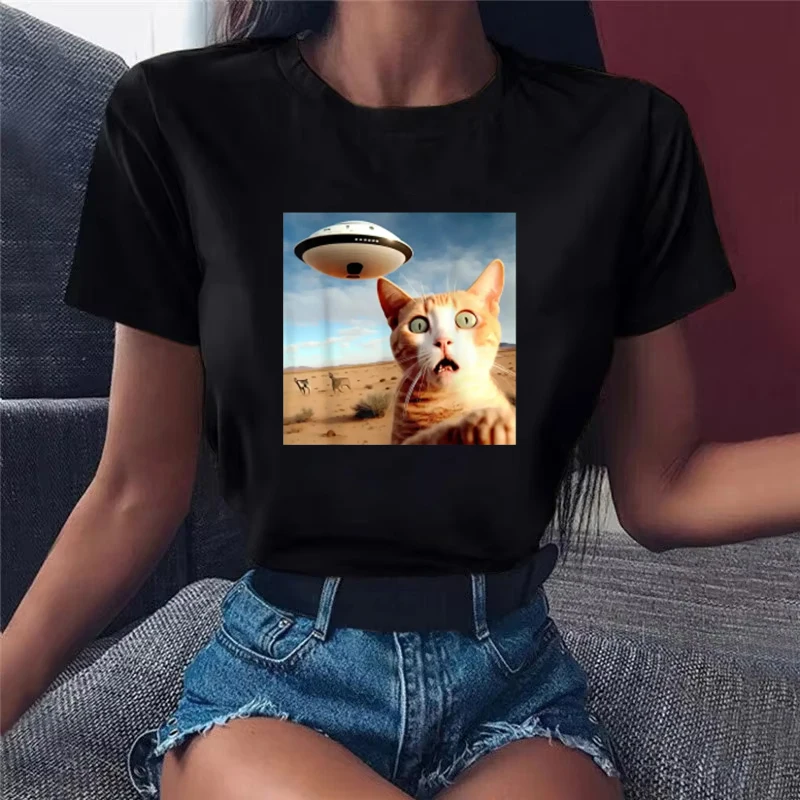 Alien UFO Funny Cat Print T-shirt Cat Lovers Cute Animal Casual Daily Four Seasons Women T Shirts Fashion Anime Clothes Top 
Alien UFO Funny Cat Print T-shirt Cat Lovers Cute Animal Casual Daily Four Seasons Women T Shirts Fashion Anime Clothes Top