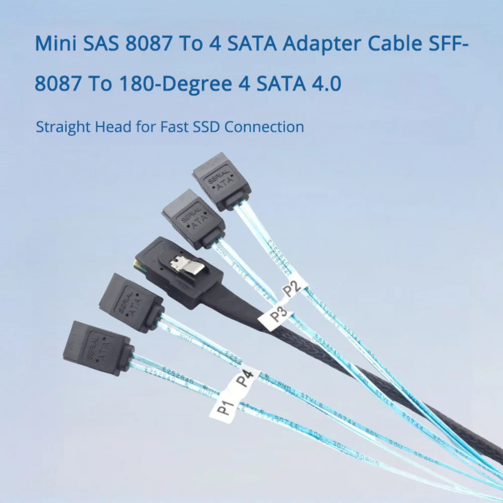 Кабель-переходник Mini SAS 8087–4 SATA — прямая головка SFF-8087–180 градусов 4 SATA 4.0 для быстрого подключения SSD
Кабель-переходник Mini SAS 8087–4 SATA — прямая головка SFF-8087–180 градусов 4 SATA 4.0 для быстрого подключения SSD