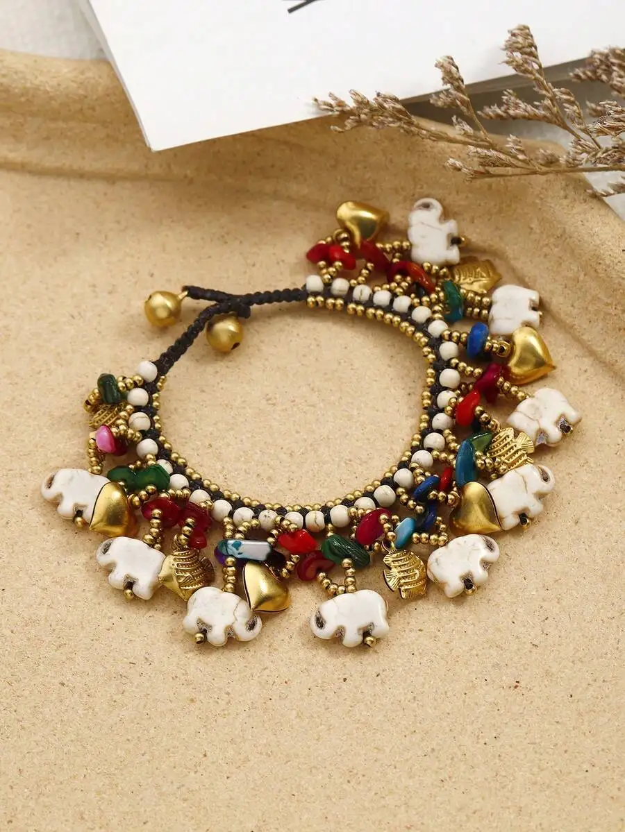 Bohemian Beaded Bracelet With Elephant Heart Fish Charms For Women
Bohemian Beaded Bracelet With Elephant Heart Fish Charms For Women