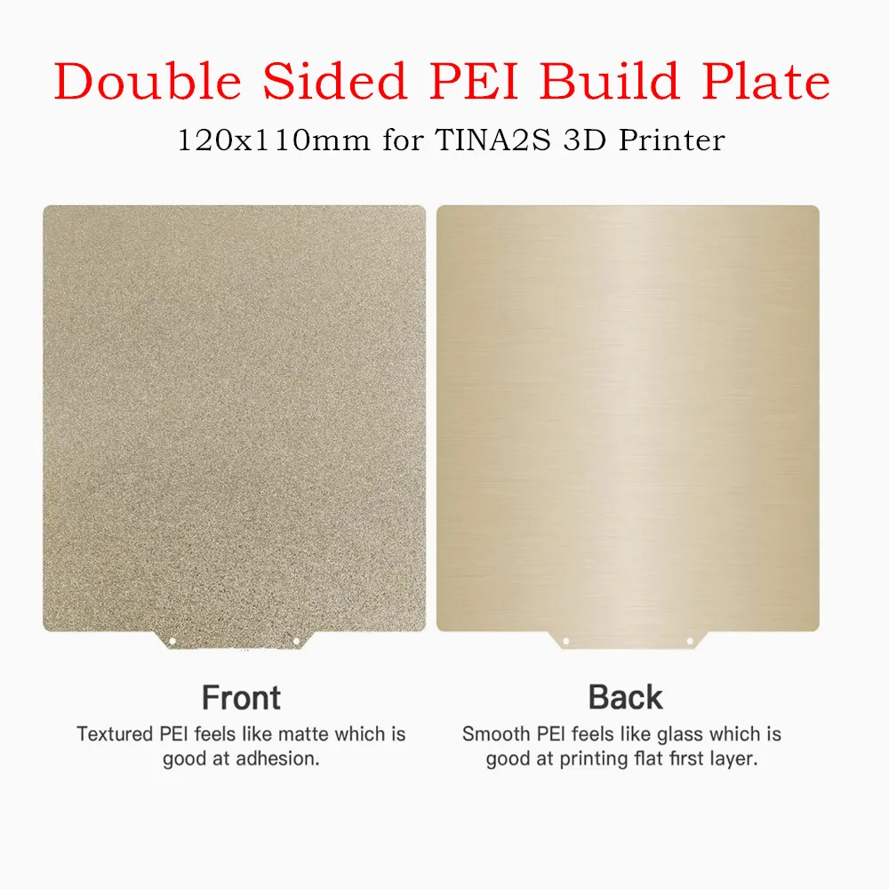 For TINA2S Build Plate smooth Textured PEI Flexible Spring Steel Sheet Double Sided Easy Remove Strong Adhesion for PLA ABS
For TINA2S Build Plate smooth Textured PEI Flexible Spring Steel Sheet Double Sided Easy Remove Strong Adhesion for PLA ABS