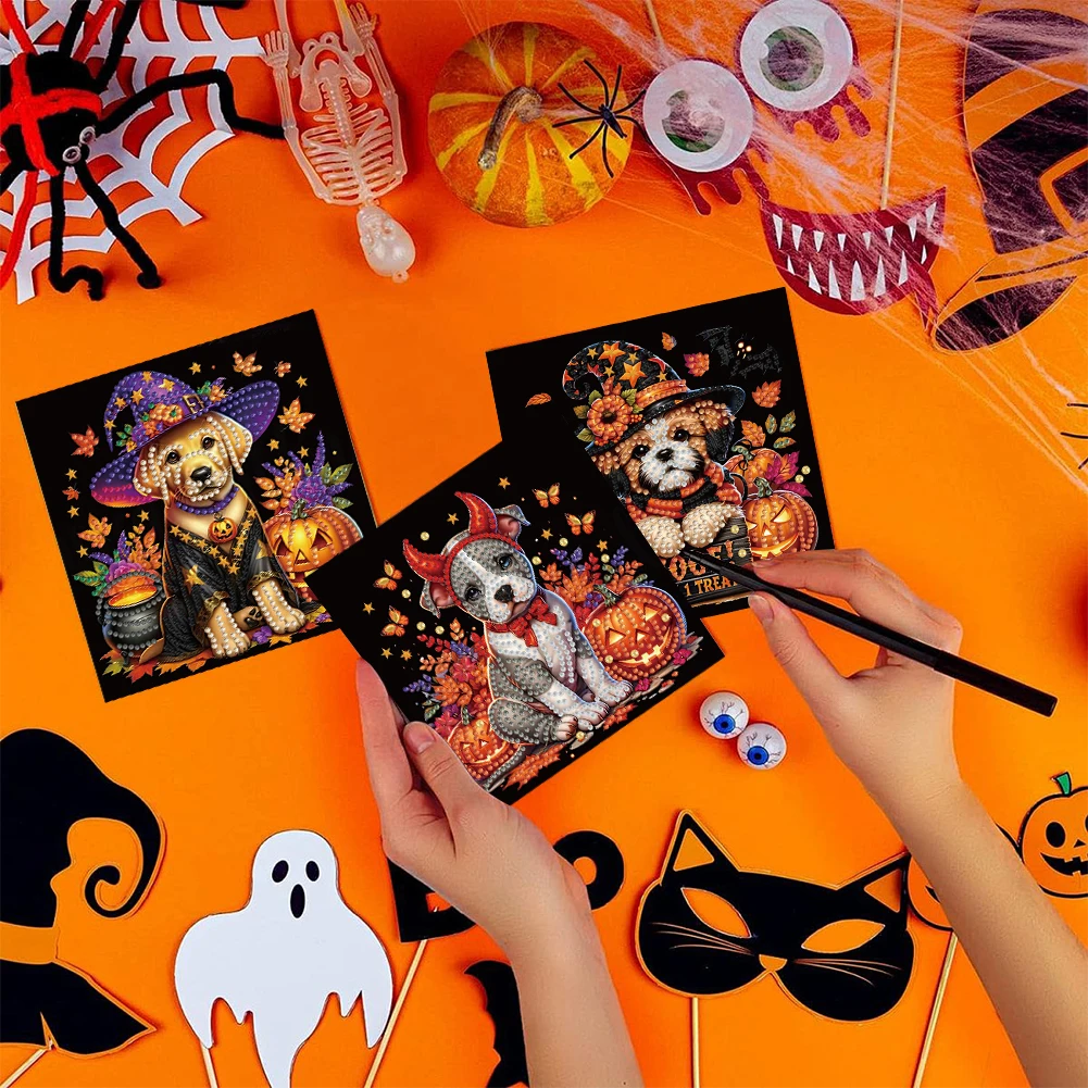 6PCS DIY Rhinestone Diamond Art Mosaic Postcards Halloween Designs Diamond Art Handmade Cards for Festivals and Celebrations
6PCS DIY Rhinestone Diamond Art Mosaic Postcards Halloween Designs Diamond Art Handmade Cards for Festivals and Celebrations