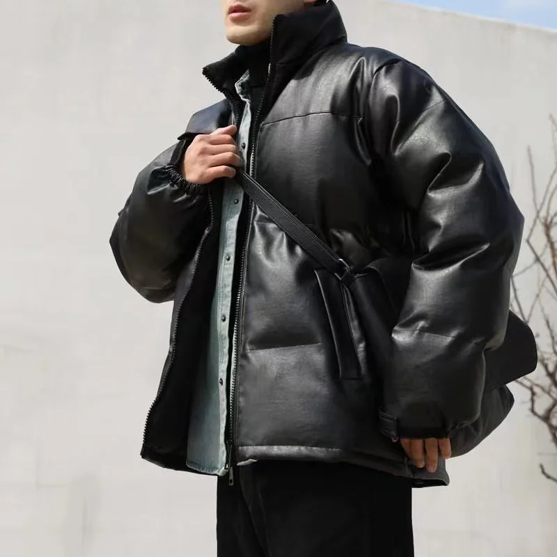 Men's Thiened PU Leather Cotton Jaet Winter Warm Loose Bread Sle Bla Coat Trendy Streetwear Casual Long Coat
Men's Thiened PU Leather Cotton Jaet Winter Warm Loose Bread Sle Bla Coat Trendy Streetwear Casual Long Coat