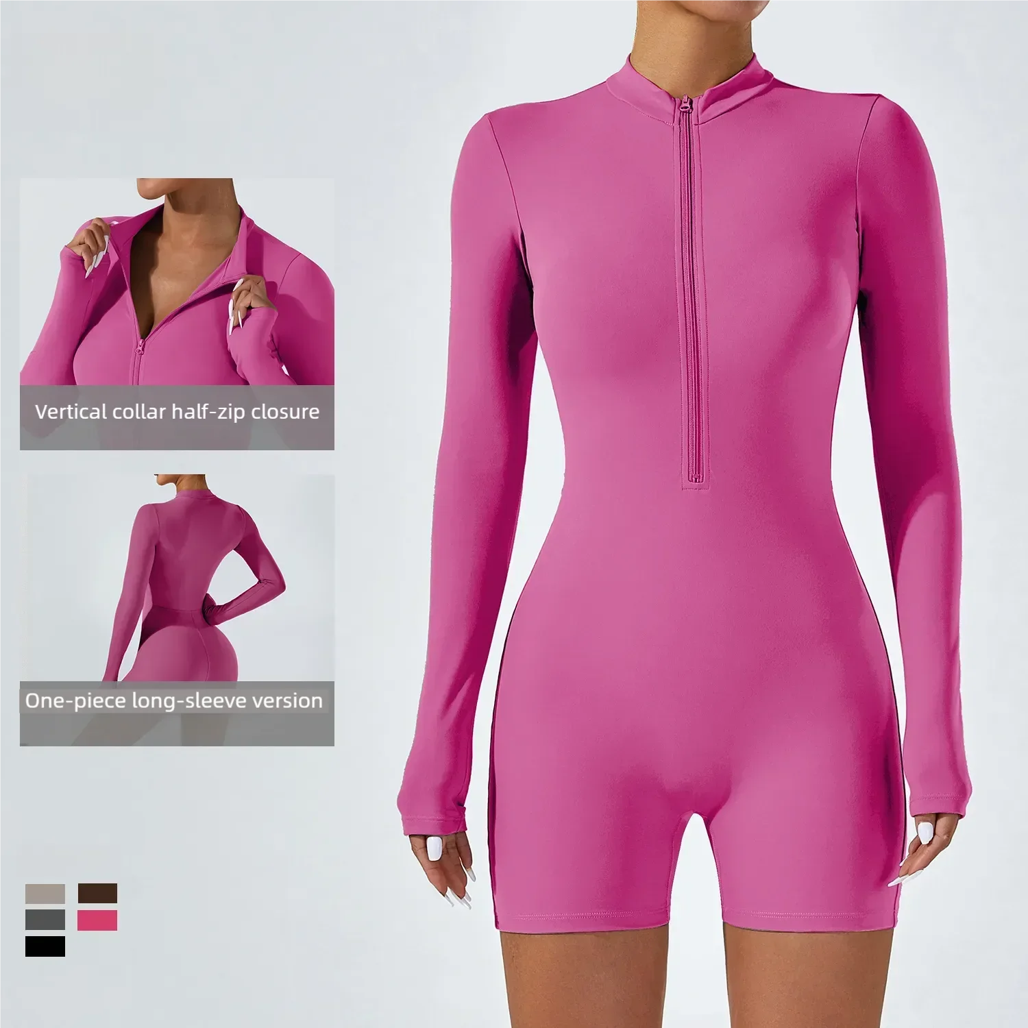 Open-Collar Zipper Long-Sleeve Jumpsuit with Shorts, Dance,Fitness,Sports One-Piece Outfit,Sexy and Tight Yoga Clothes for Women
Open-Collar Zipper Long-Sleeve Jumpsuit with Shorts, Dance,Fitness,Sports One-Piece Outfit,Sexy and Tight Yoga Clothes for Women
