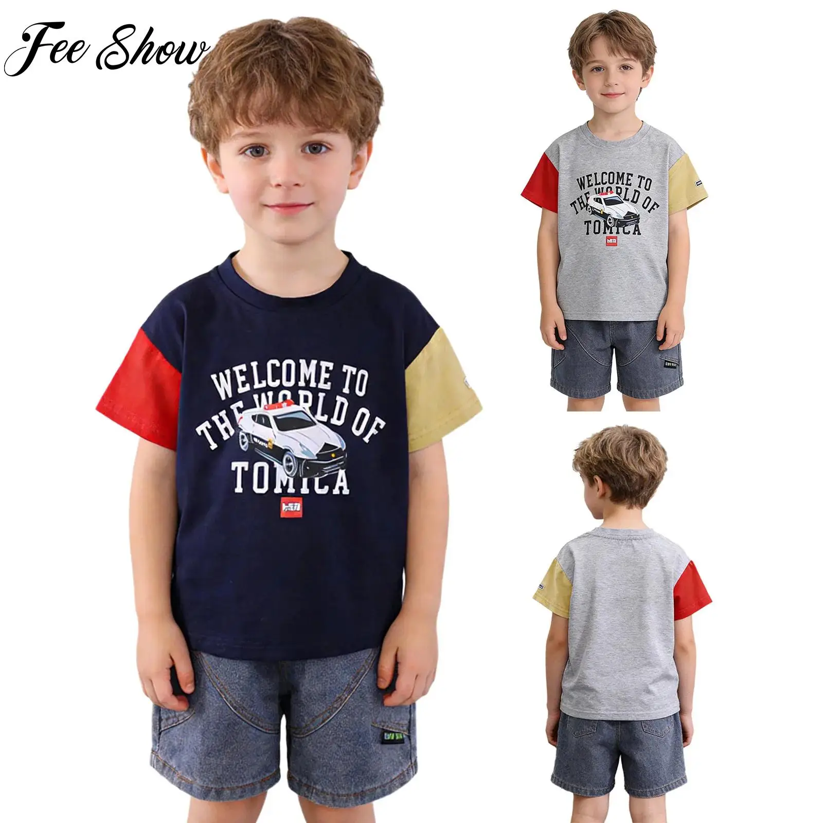 Kids Boys Fashion 2-Piece Outfit Short Sleeve Letter Print Color Block T-shirt with Denim Shorts Set for Park Vacation Travel
Kids Boys Fashion 2-Piece Outfit Short Sleeve Letter Print Color Block T-shirt with Denim Shorts Set for Park Vacation Travel
