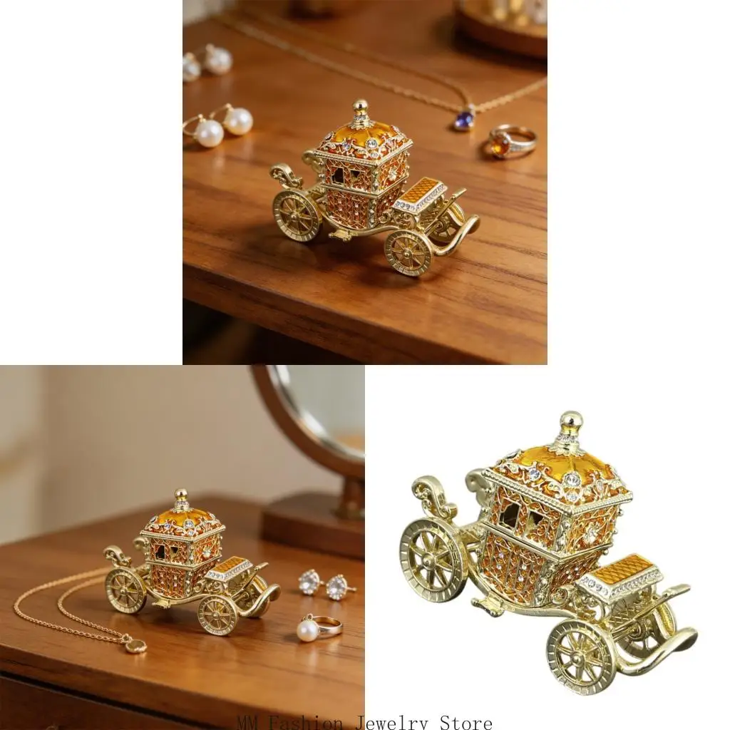 Gold Tone Jewelry Box Vehicle with Enamel Color Panels Raised Scrollwork and Compact 11cm/4.33in Dresser Storage Vanity Display
Gold Tone Jewelry Box Vehicle with Enamel Color Panels Raised Scrollwork and Compact 11cm/4.33in Dresser Storage Vanity Display