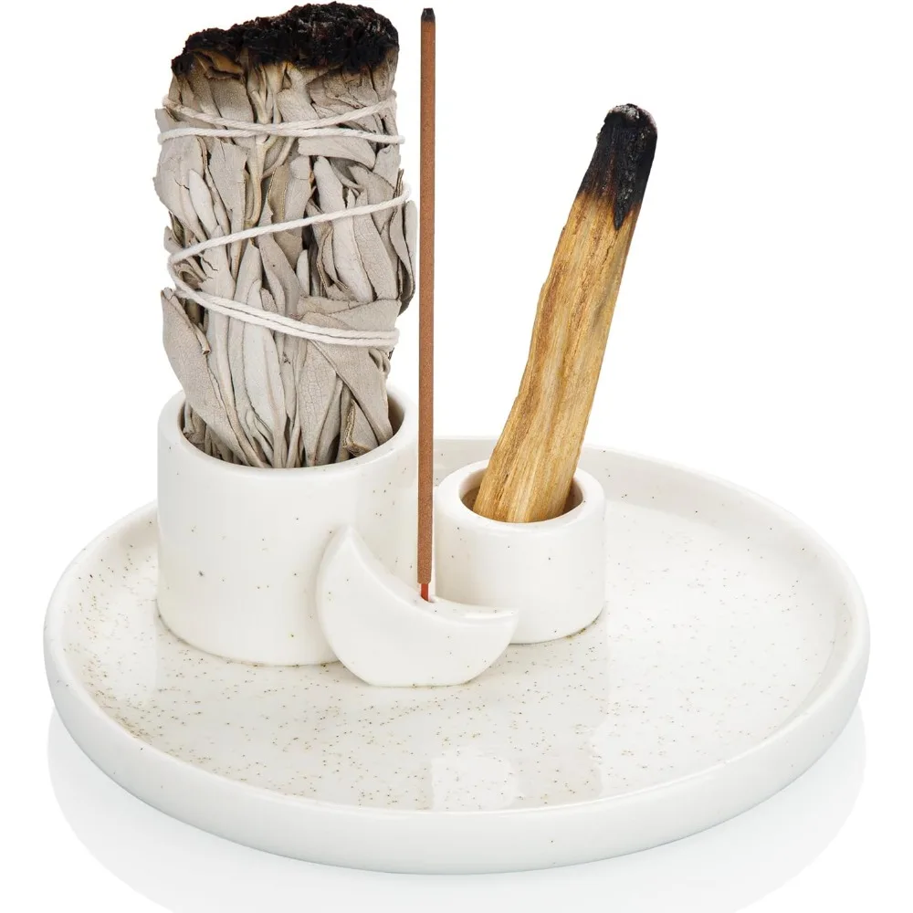 4 in 1 incense burner holder, palo santo holder, sage holder for burning, incense holder for sticks, candle holder, ceramic ash
4 in 1 incense burner holder, palo santo holder, sage holder for burning, incense holder for sticks, candle holder, ceramic ash