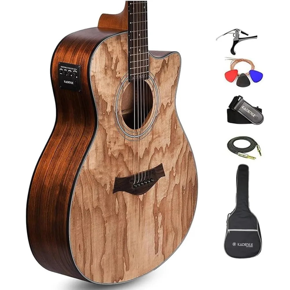 Electric Acoustic Guitar (Ash Wood) - Semi Acoustic Guitar with Pickup, Cable and Padded bag - Electro Guitars Freight free
Electric Acoustic Guitar (Ash Wood) - Semi Acoustic Guitar with Pickup, Cable and Padded bag - Electro Guitars Freight free