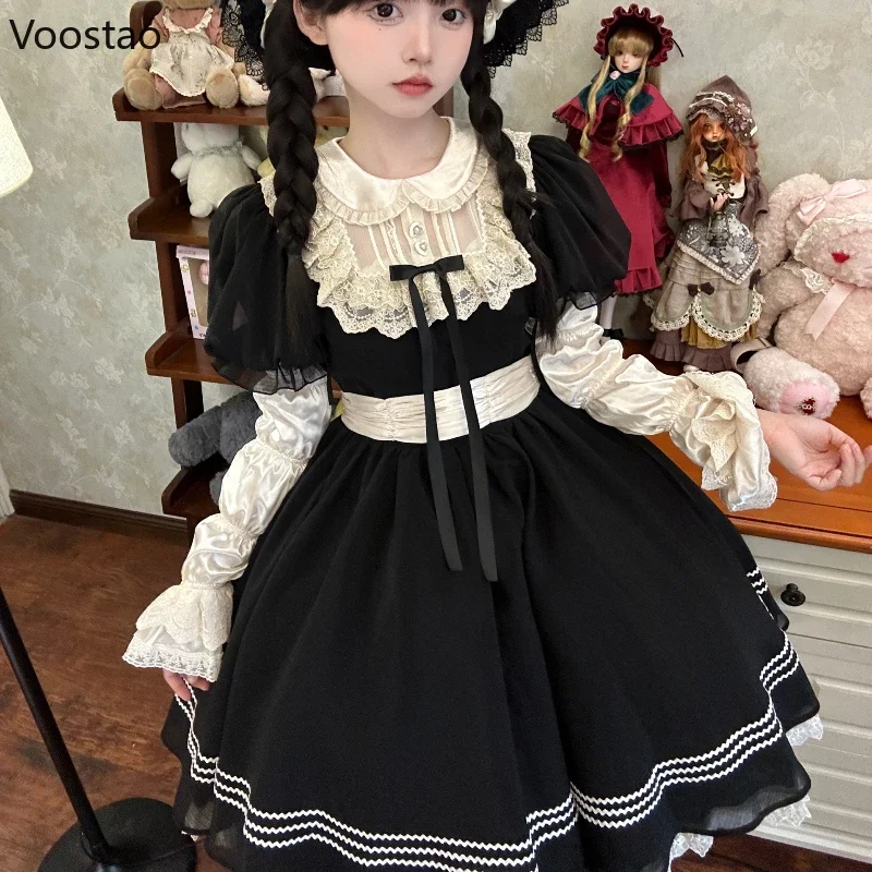 Elegant Kawaii Lolita Princess Dress Women Harajuku Sweet Bow Lace Ruffles Black Mini Dresses Japanese Gothic Y2k Party Dress
Elegant Kawaii Lolita Princess Dress Women Harajuku Sweet Bow Lace Ruffles Black Mini Dresses Japanese Gothic Y2k Party Dress