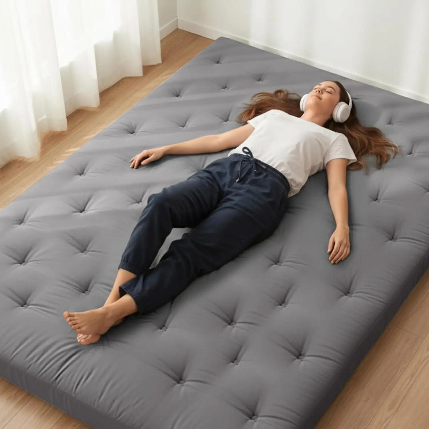 Queen Size 80x60 Inch Cotton Tatami Mattress, 2.5'' Thick Foldable Sleeping Pad, Portable Dormitory Mat in Grey
Queen Size 80x60 Inch Cotton Tatami Mattress, 2.5'' Thick Foldable Sleeping Pad, Portable Dormitory Mat in Grey