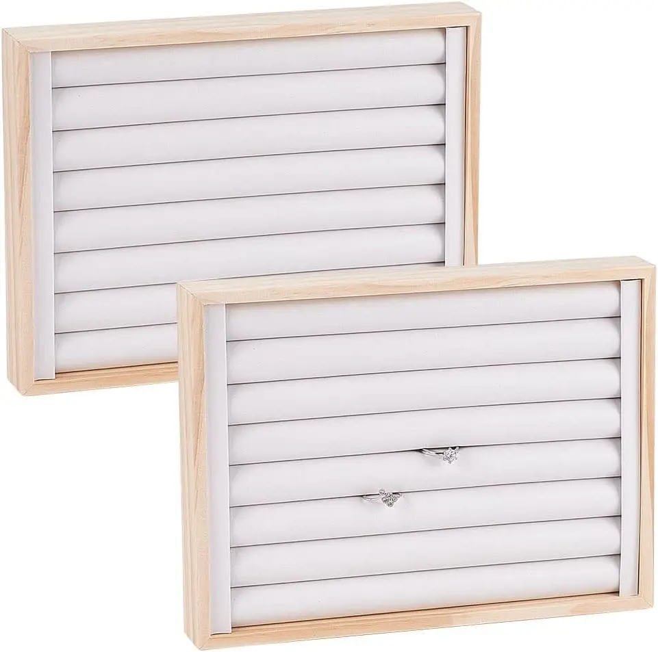 2 pcs PU Leather Rings Displays Tray 7 Slots Ring Earring Storage Holder Bracelets Necklaces Jewelry Display Organizer
2 pcs PU Leather Rings Displays Tray 7 Slots Ring Earring Storage Holder Bracelets Necklaces Jewelry Display Organizer