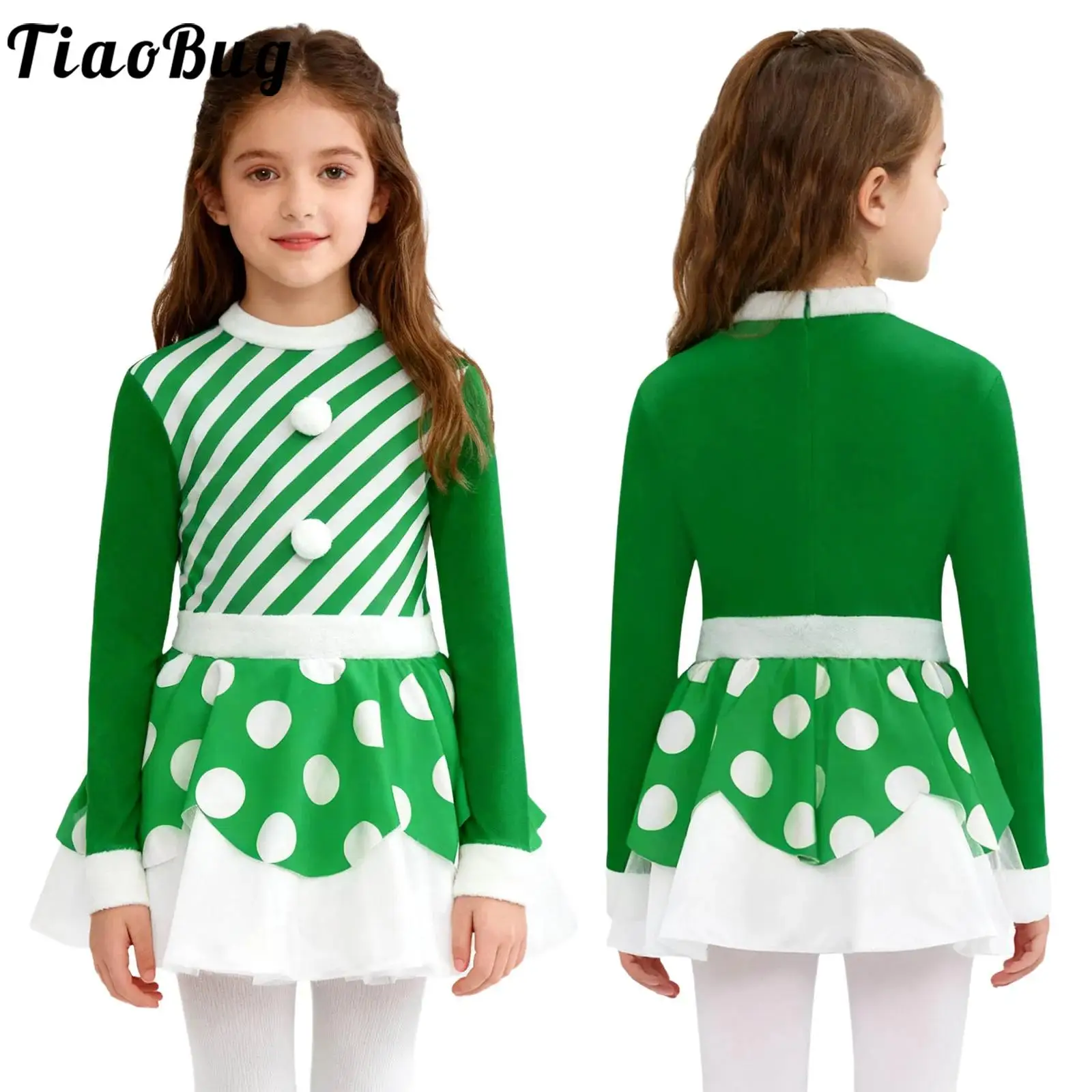Girls Christmas Candy Cane Striped Dress Santa Holiday Costume Ballet Long Sleeve Pompom Tutu Dance Dress Figure Skating Dresses
Girls Christmas Candy Cane Striped Dress Santa Holiday Costume Ballet Long Sleeve Pompom Tutu Dance Dress Figure Skating Dresses
