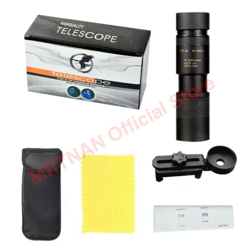 Powerful 10-300x40 HD Monocular Telescope Long Range Zoom With Tripod Phone Clip For Outdoor Camping Tourism
Powerful 10-300x40 HD Monocular Telescope Long Range Zoom With Tripod Phone Clip For Outdoor Camping Tourism