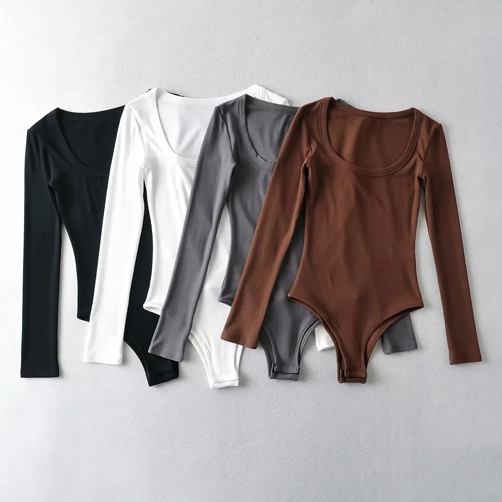 One Piece Bodysuit Tops for Women Solid U Neck Long Sleeve Black White Brown Grey Bodysuit Bodycon Jumpsuit
One Piece Bodysuit Tops for Women Solid U Neck Long Sleeve Black White Brown Grey Bodysuit Bodycon Jumpsuit